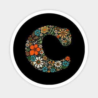 Hippie Floral Letter C Magnet